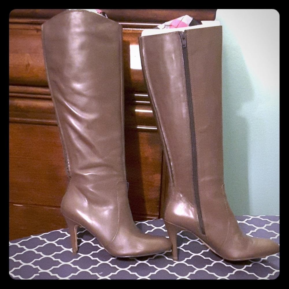Brown leather boots